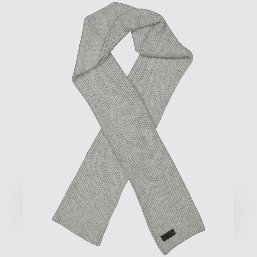Two Blind Brother Ribbed Knit Scarf Angora Blend‎ Neutral Cozy Unisex Gray NWT